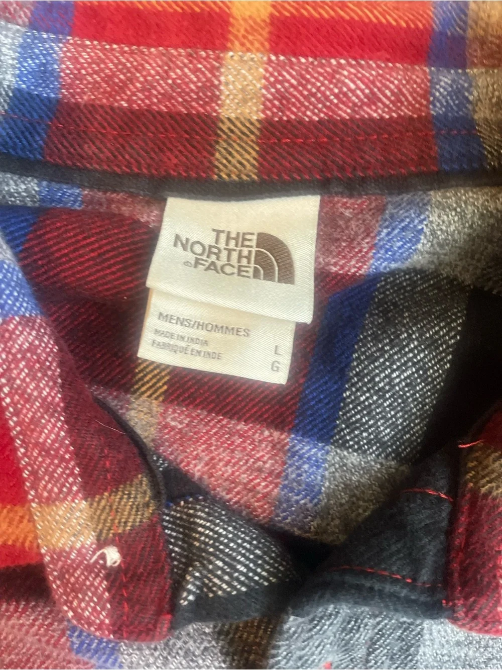 The North Face Arroyo Red and Blue Plaid Button-Down Flannel Shirt Large